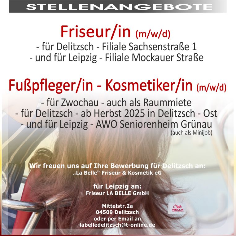 Friseur Friseurin Job Stellenangebot Kosmetikerin Fußpflegerin