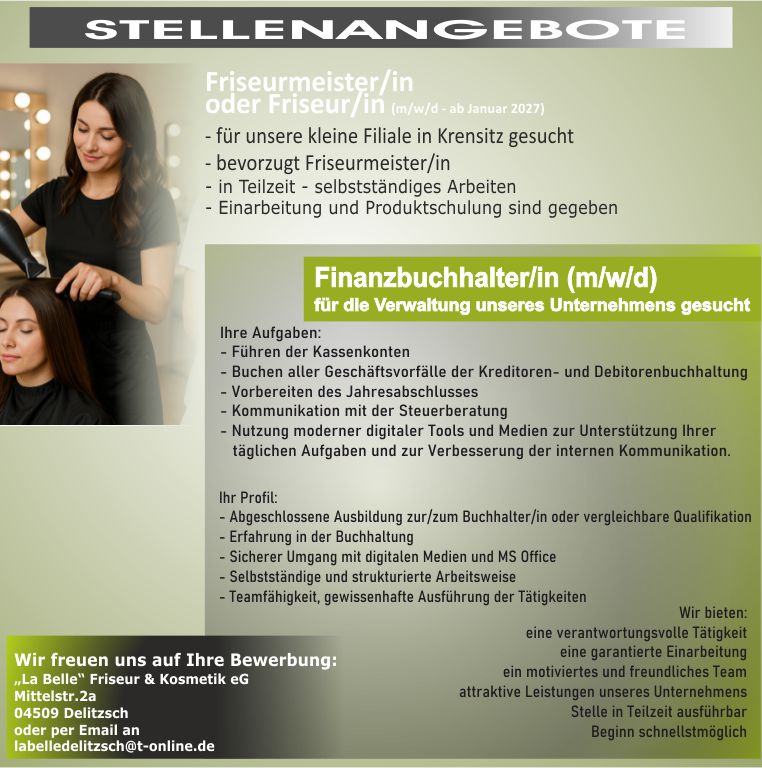 Buchhalter Buchhalterin Finazbuchhalter Finanzbuchhalterin Friseurin Friseurmeisterin